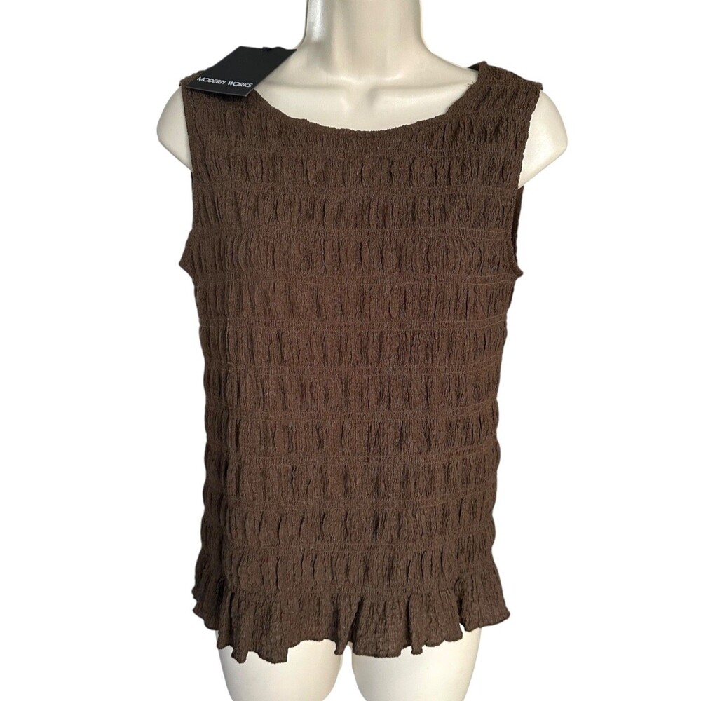 Modern Works Women's Sleeveless Career Tank Top Size S Brown